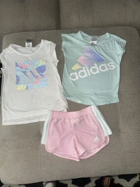 adidas Pastel Logo Tee Set in Mint, White & Pink